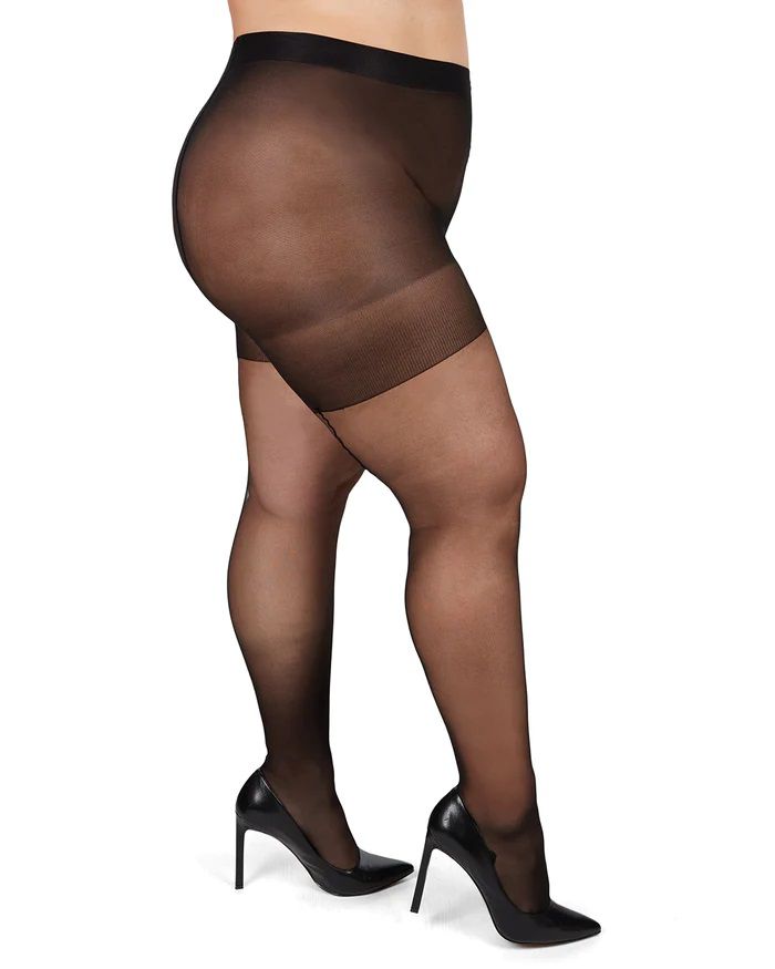 Plus Back Seam/Cuban Heel Control Top Pantyhose-gs