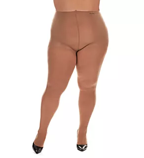 Microfiber Plus Size Curvy Control Top Tights Honey 1/2X