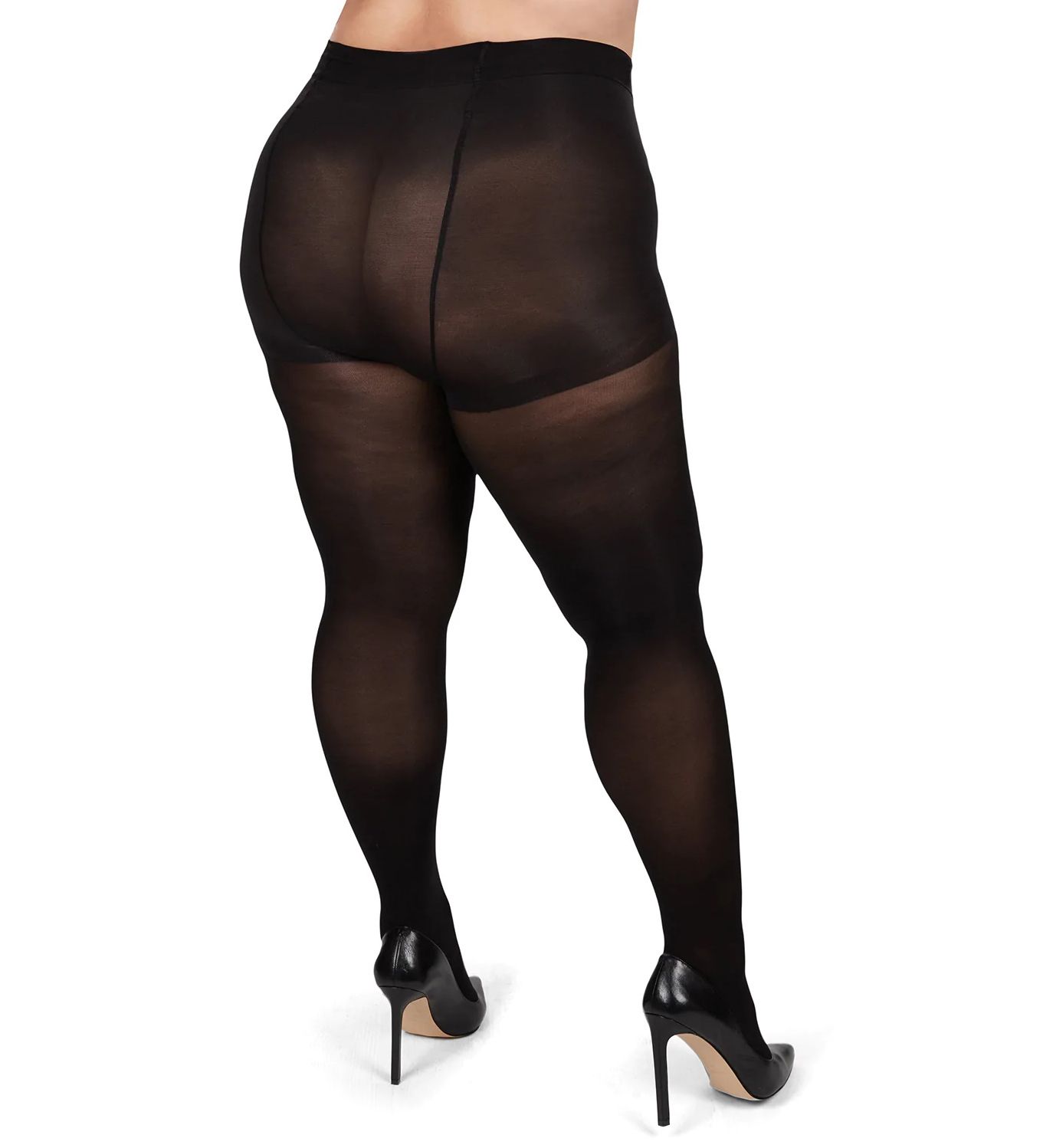 MeMoi Microfiber Plus Size Curvy Control Top Tights Black 3/4X  - Image 2