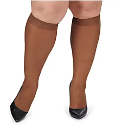 Ultra Sheer Plus Size Knee Highs - 2 Pair French Coffee 1/2X