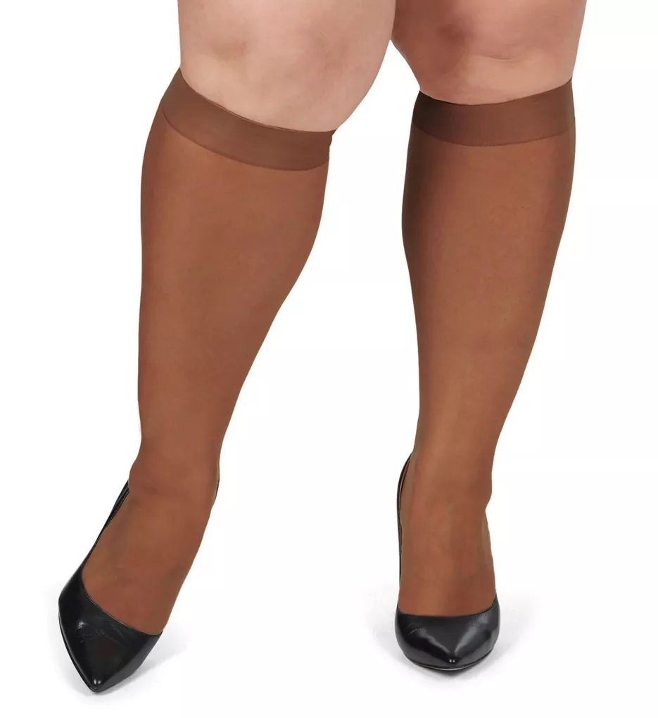Ultra Sheer Plus Size Knee Highs - 2 Pair French Coffee 3/4X