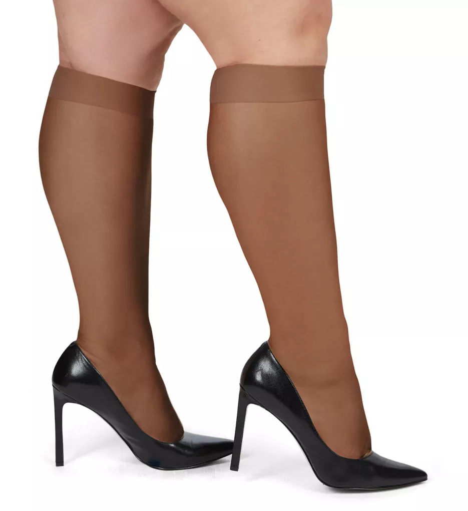 MeMoi Ultra Sheer Plus Size Knee Highs - 2 Pair MM-4205 - Image 1
