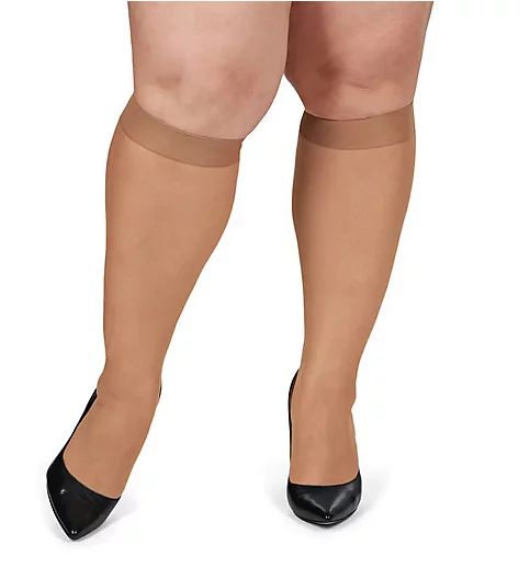 MeMoi Silky Sheer Plus Size Curvy Knee Highs - 2 Pair MM-4210