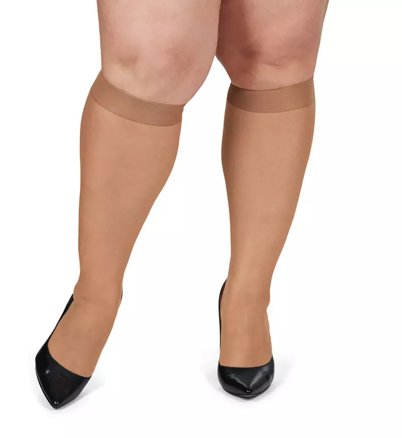 Silky Sheer Plus Size Curvy Knee Highs - 2 Pair