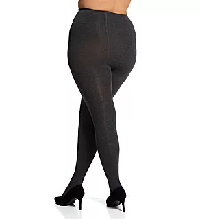 Plus Size Flat Knit Sweater Tights Dark Gray Heather 3/4X