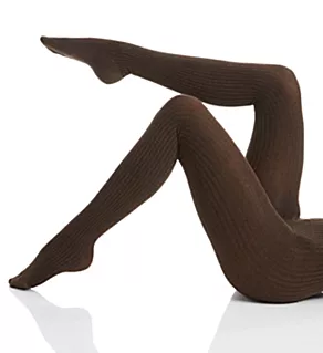 Ribbed Sweater Tights Brown Heather S/M