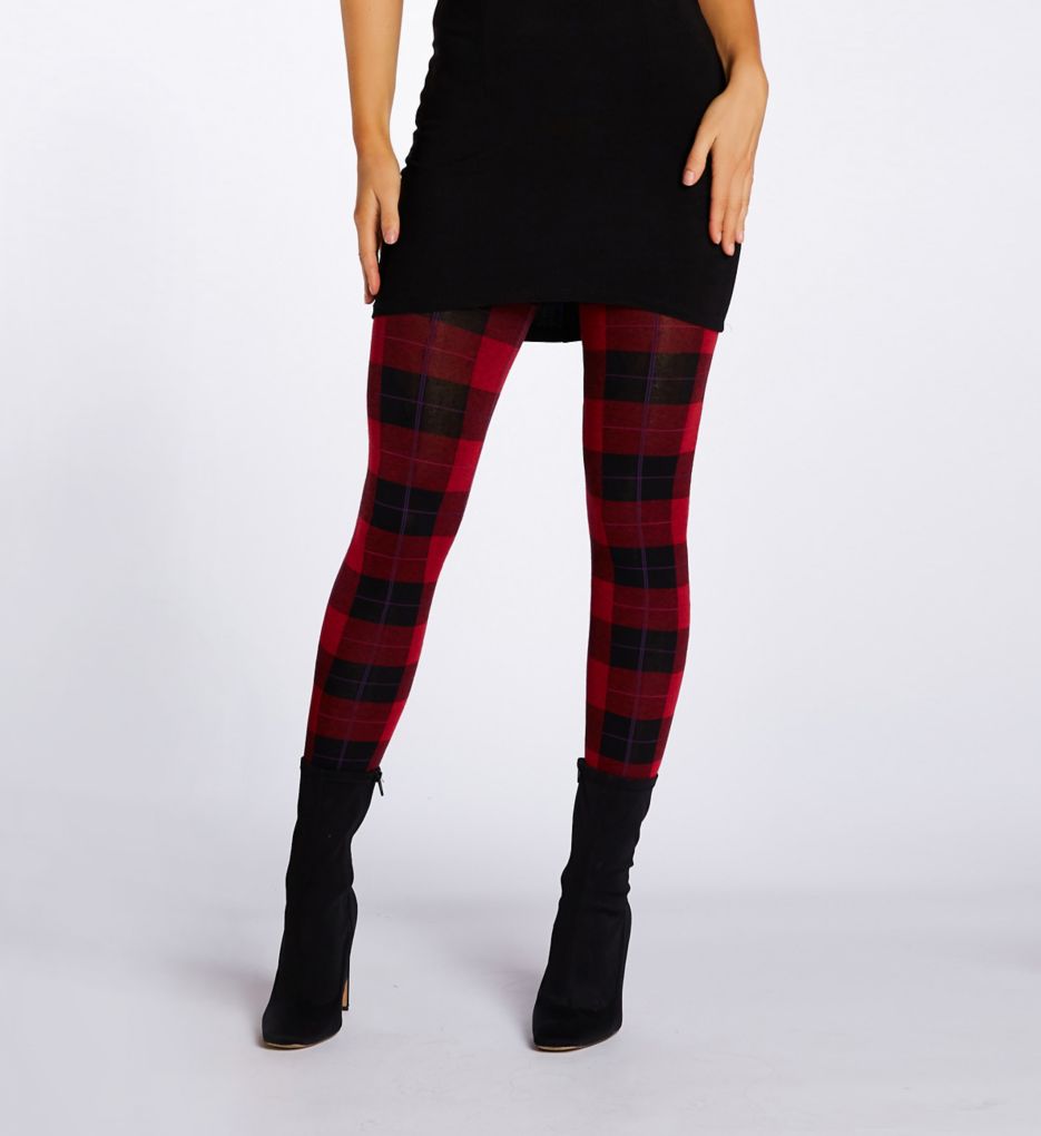 Women's MeMoi MO-392 Tartan Plaid Sweater Tights (Red Plaid M/L