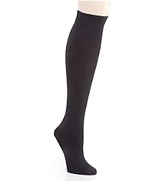 Flat Knit Knee High Socks Black O/S
