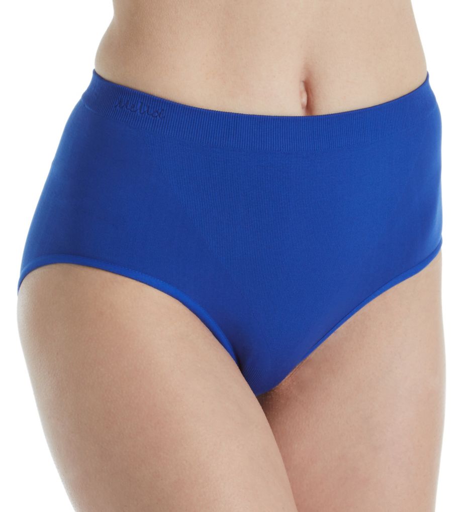 MeMoi Women's SlimMe Seamless Control Brief Panty in Blue | Plus Size Large | HerRoom.com