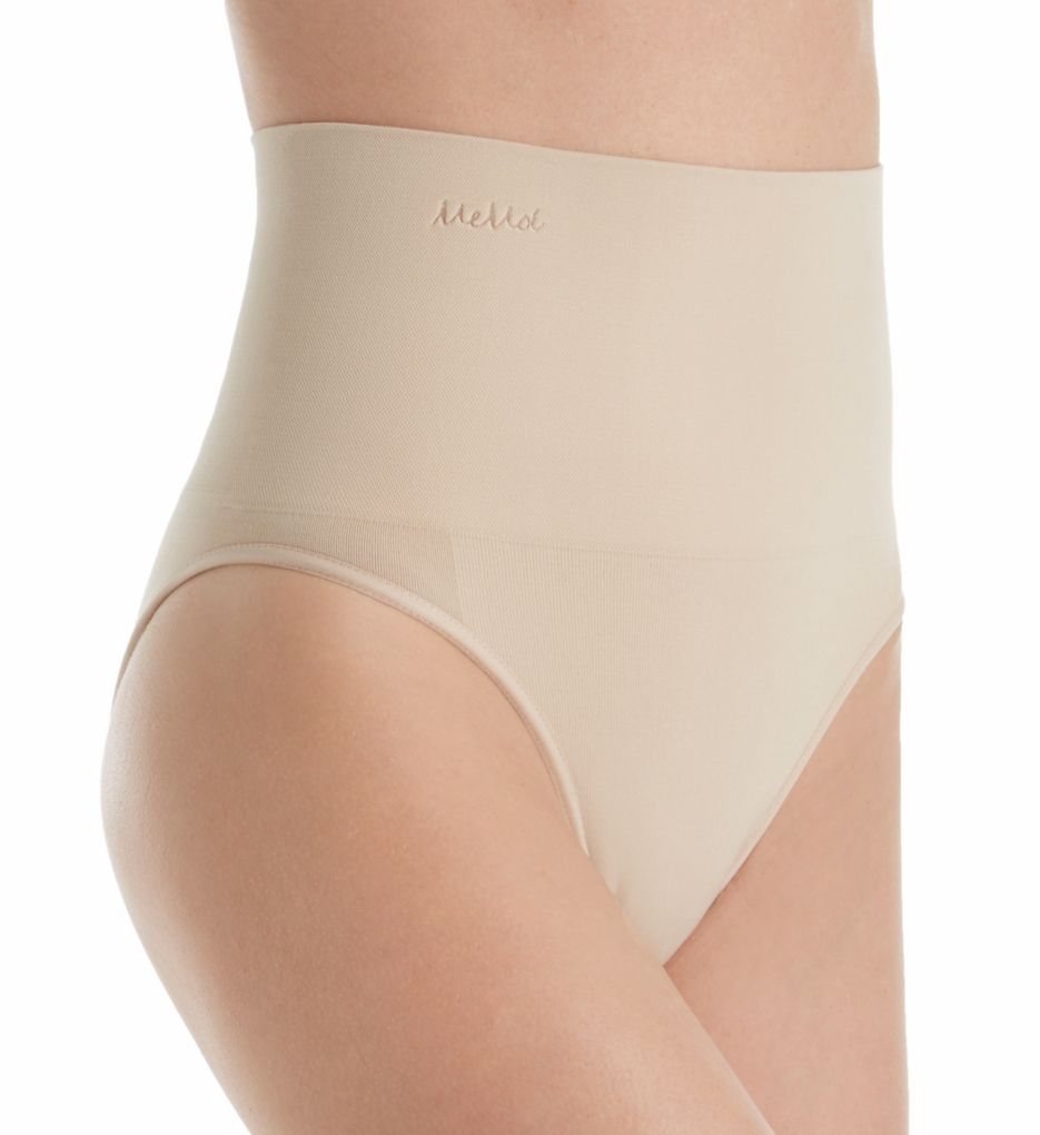 MeMoi Women's SlimMe Seamless Hi Waist Control Brief Panty in Beige | Plus Size Small | HerRoom.com