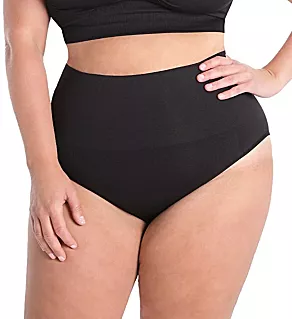 Plus SlimMe Seamless Hi Waist Control Brief Panty Black 1X