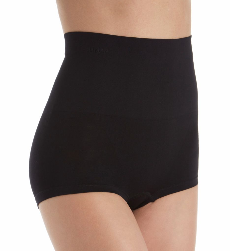 MeMoi Women's SlimMe Seamless High Waist Shaping Boyshort Panty in Black | Plus Size Medium | HerRoom.com