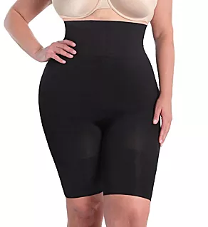 Plus SlimMe Seamless High Waisted Thigh Shaper Black 1X