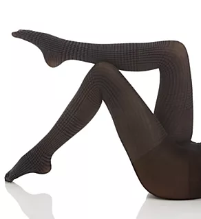 Glen Plaid Opaque Tights Black/Grey S/M