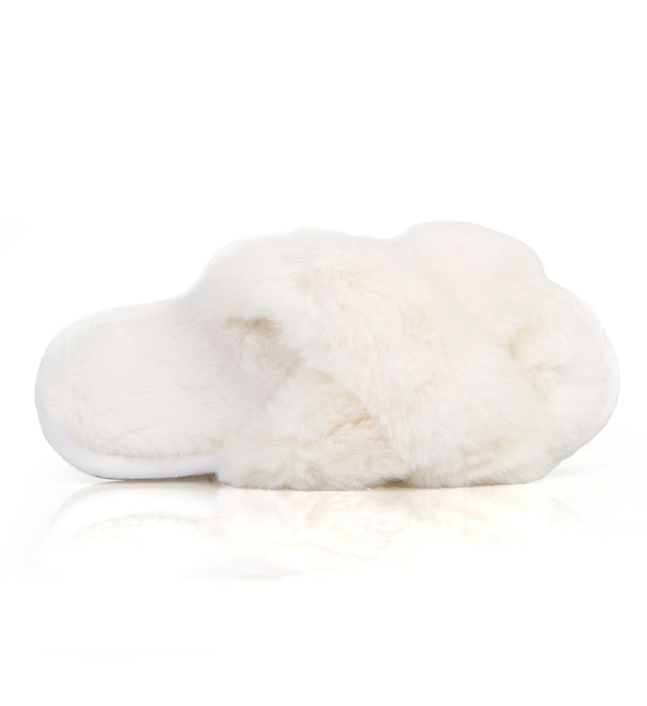 MeMoi Beverly Faux Fur Open Toe Plush Slipper Ivory M  - Image 1