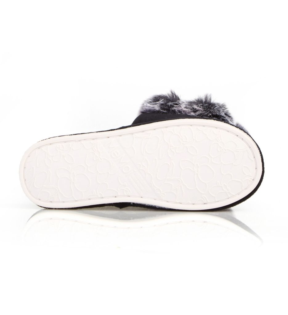 MeMoi Luxe Pom-Pom Open Toe Plush Slippers Black S  - Image 2