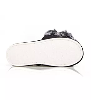 Luxe Pom-Pom Open Toe Plush Slippers Black L