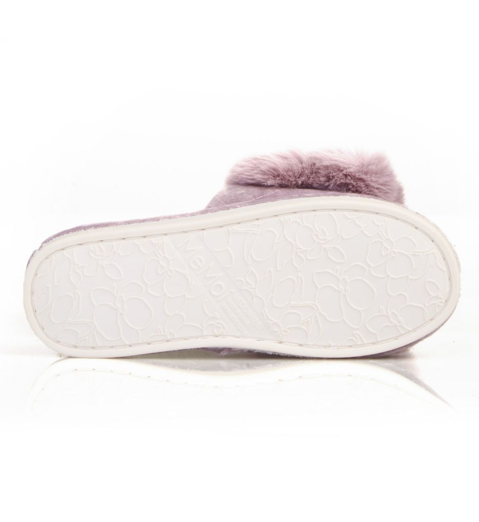 MeMoi Luxe Pom-Pom Open Toe Plush Slippers Lavender L  - Image 2