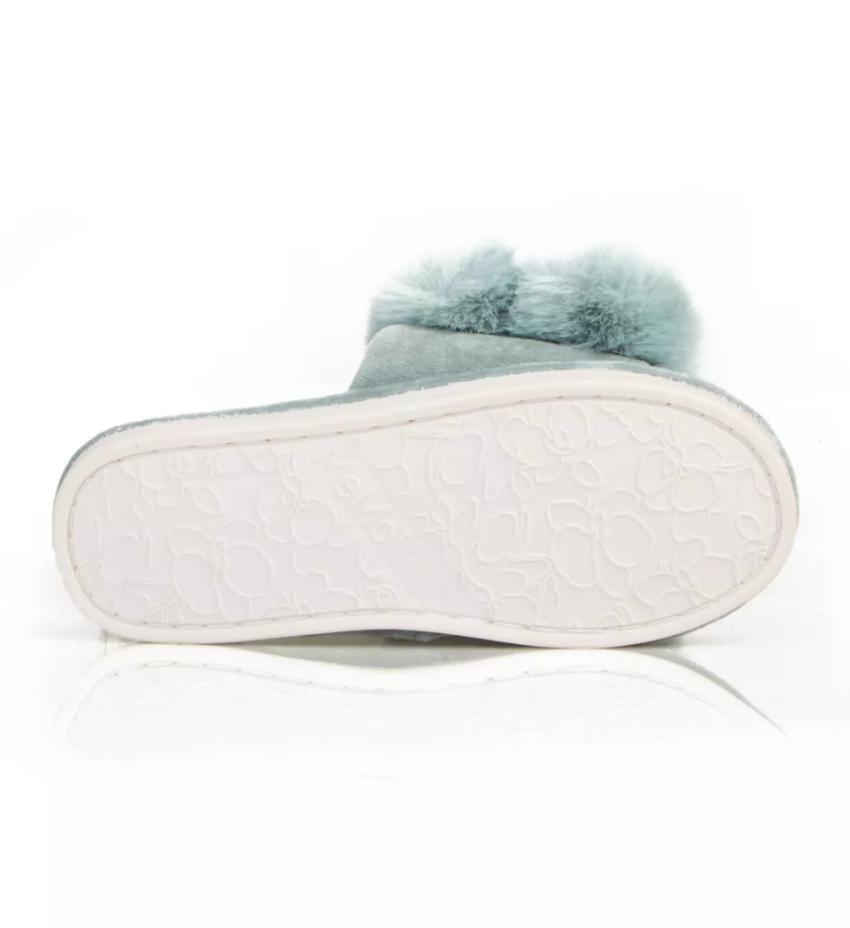 Luxe Pom-Pom Open Toe Plush Slippers Sea Blue S
