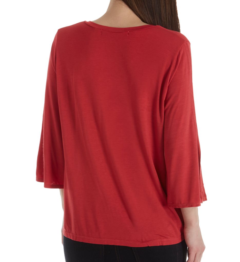 3/4 Slit Sleeve V-Neck Top