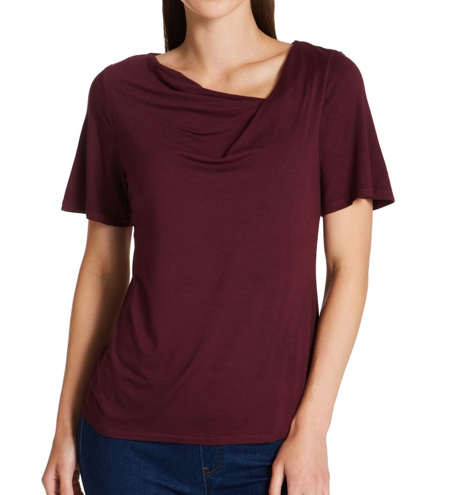 Luxe Jersey Estelle Short Sleeve Drape Neck Top