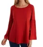 Michael Stars Supima Cotton Slub Misty Boatneck Peasant Top 8561 - Image 1