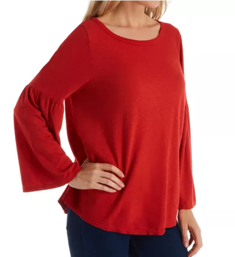 Michael Stars Supima Cotton Slub Misty Boatneck Peasant Top 8561