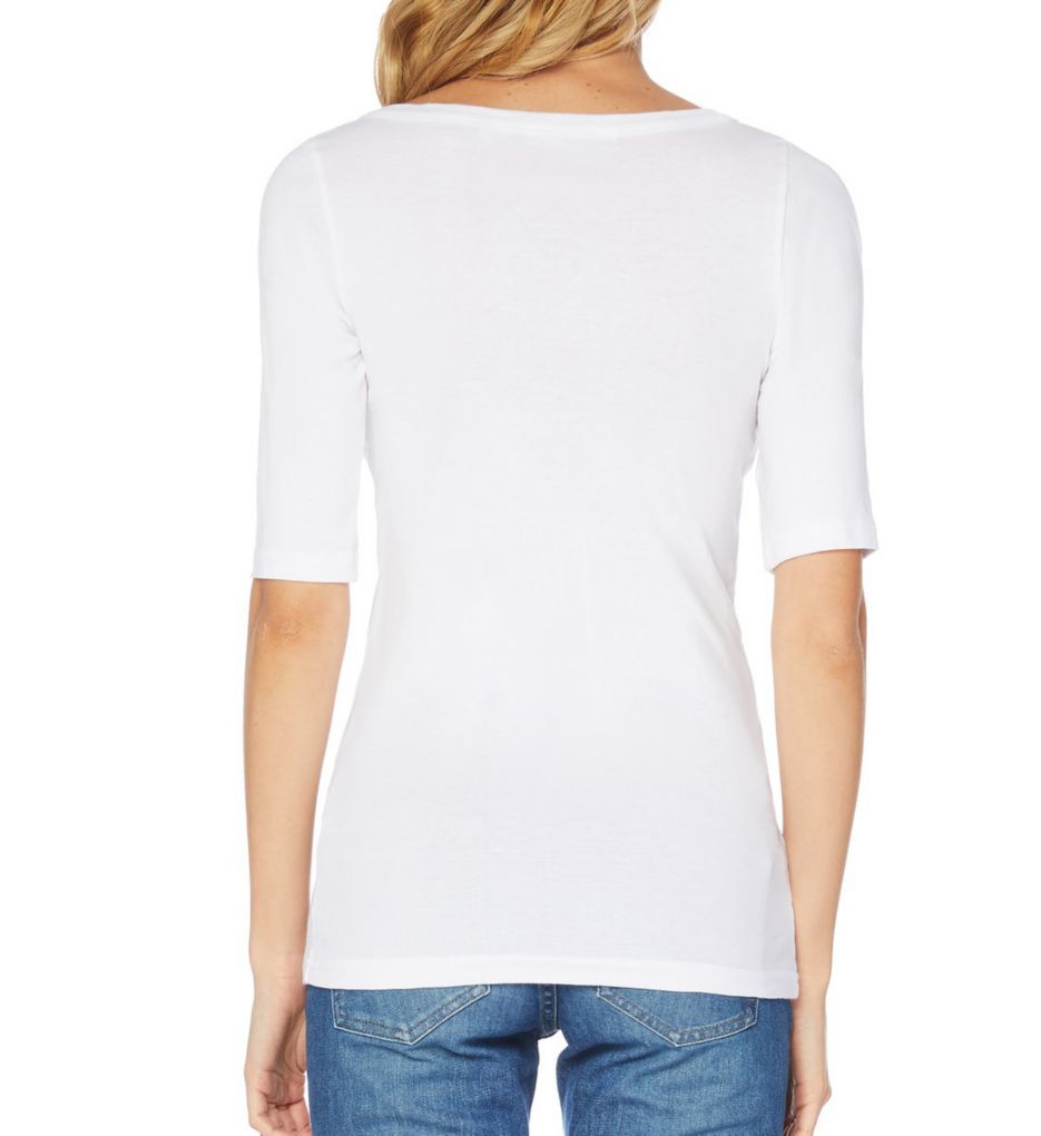 Wide Scoop Neck Elbow Sleeve Supima Tee-bs