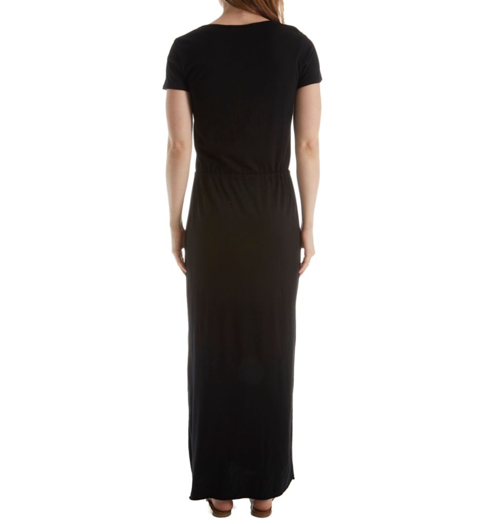 V-Neck Drawstring Maxi Tee Dress