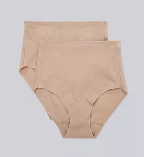 FitSense Tummy Control Brief Panty - 2 Pack Stucco/Stucco XL