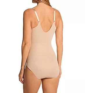 Sexy Sheer Shaping Padded Cup Bodysuit Warm Beige 36B