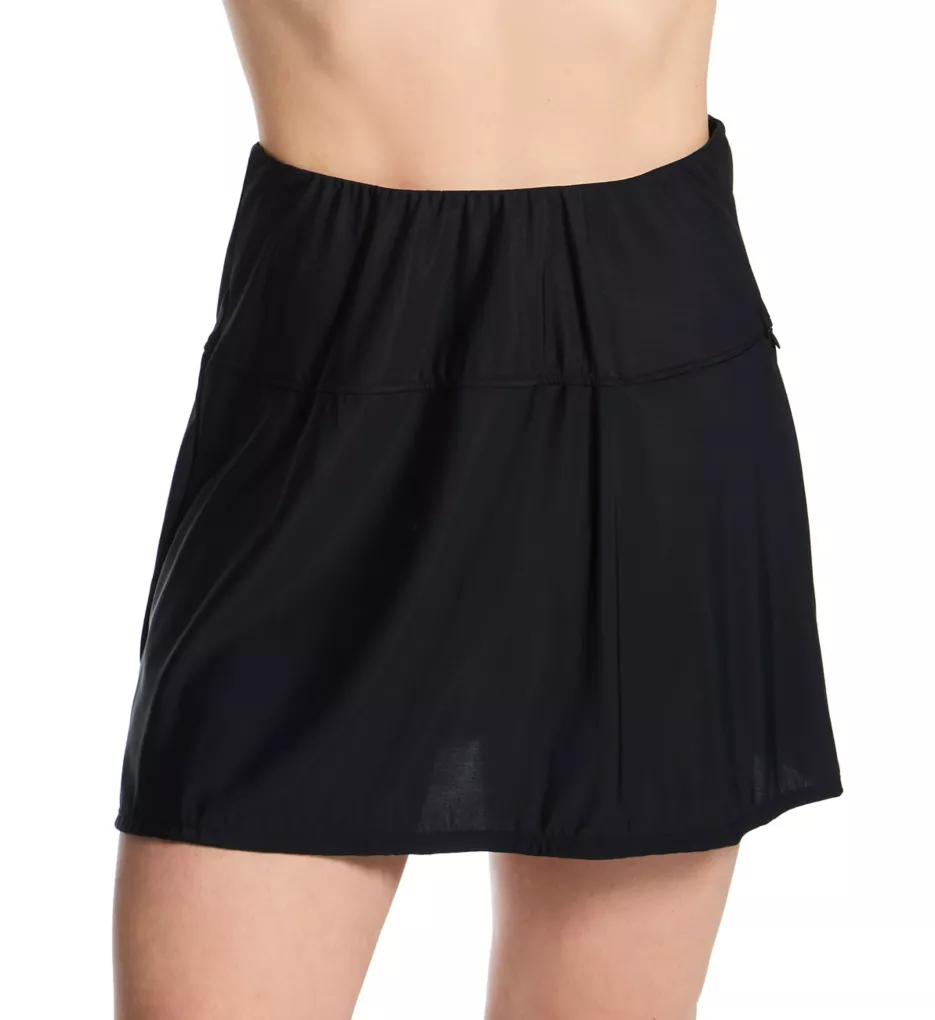 Solid Basic Fit and Flare Swim Skirt Black 8