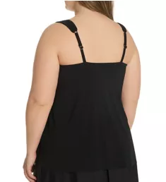 Plus Size Razzle Dazzle Underwire Tankini Swim Top Black 18W