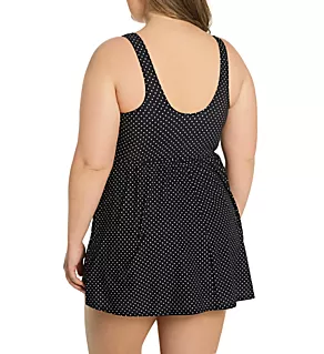 Plus Size Pin Point Marais One Piece Swimdress Black/White 16W