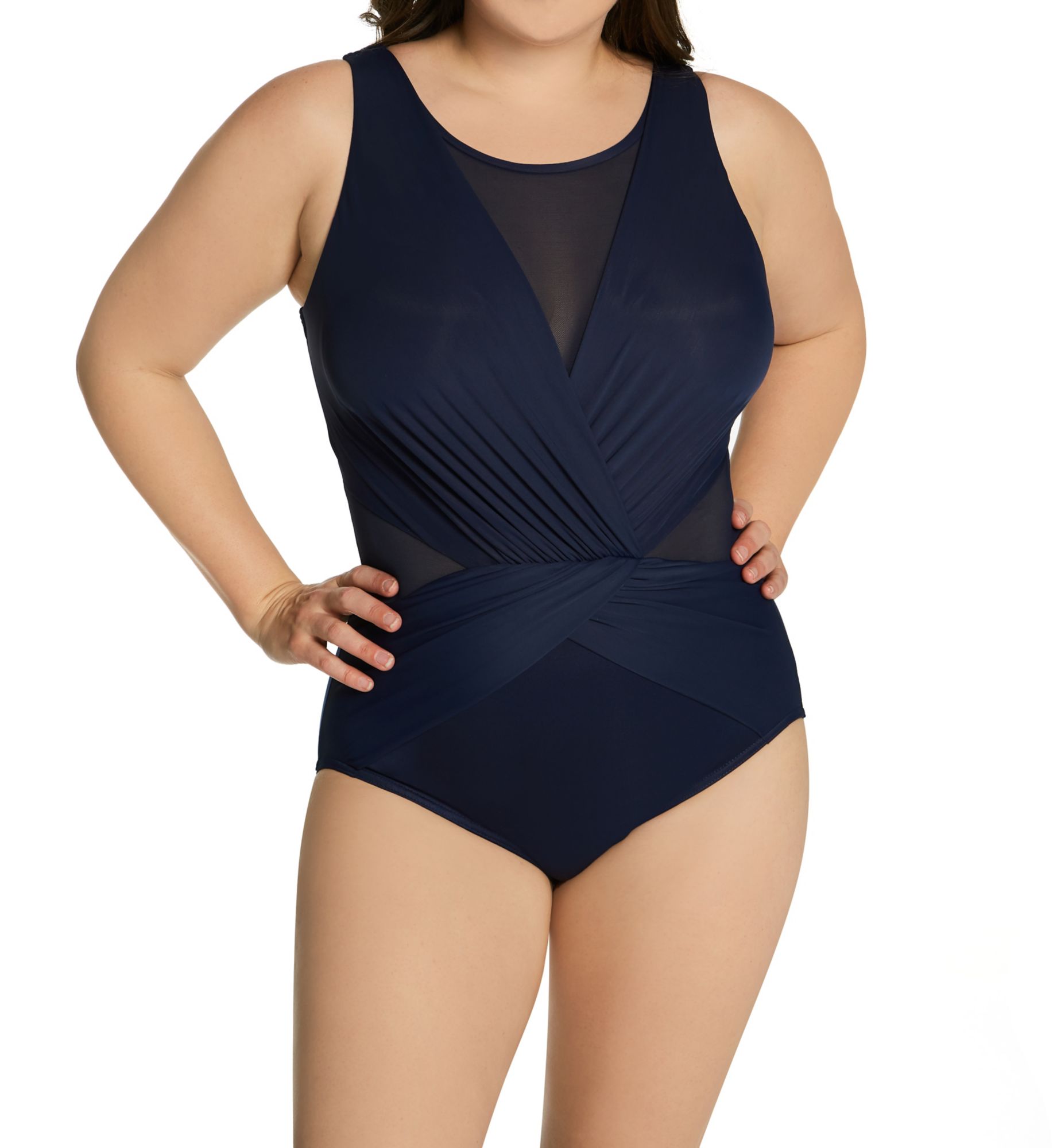 Miraclesuit Plus Size Illusionists Palma One Piece Swimsuit Midnight 18W  - Image 1