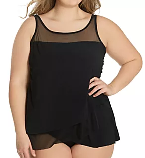 Plus Size Mirage Underwire Tankini Swim Top Black 16W