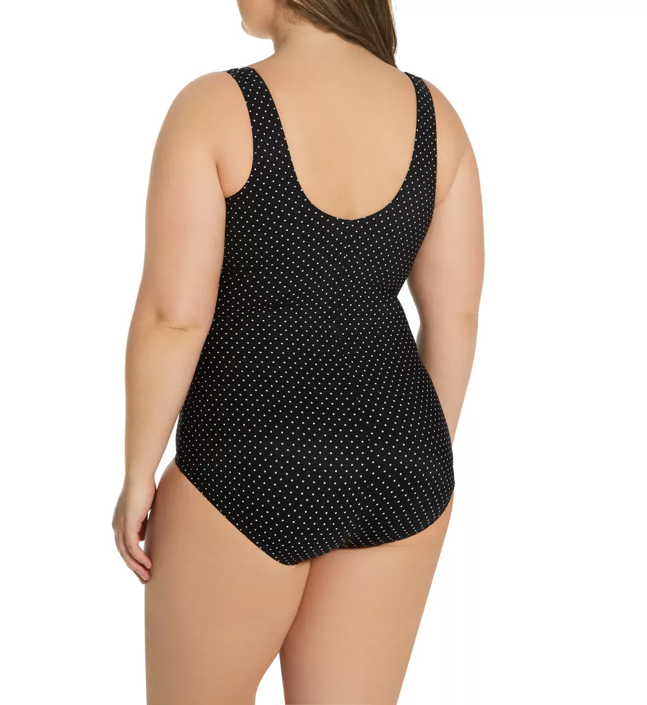 Plus Size Pin Point Oceanus One Piece Swimsuit Black/White 16W