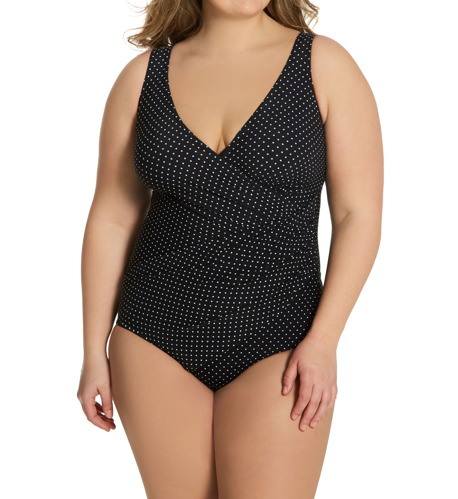  Plus Size Pin Point Oceanus One Piece Swimsuit Black/White 22W  - Image 1