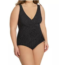 Plus Size Pin Point Oceanus One Piece Swimsuit