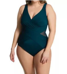 Plus Size Crossover One Piece Swimsuit