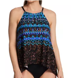 Untamed Peephole Tankini Swim Top BROWN MULTI 8