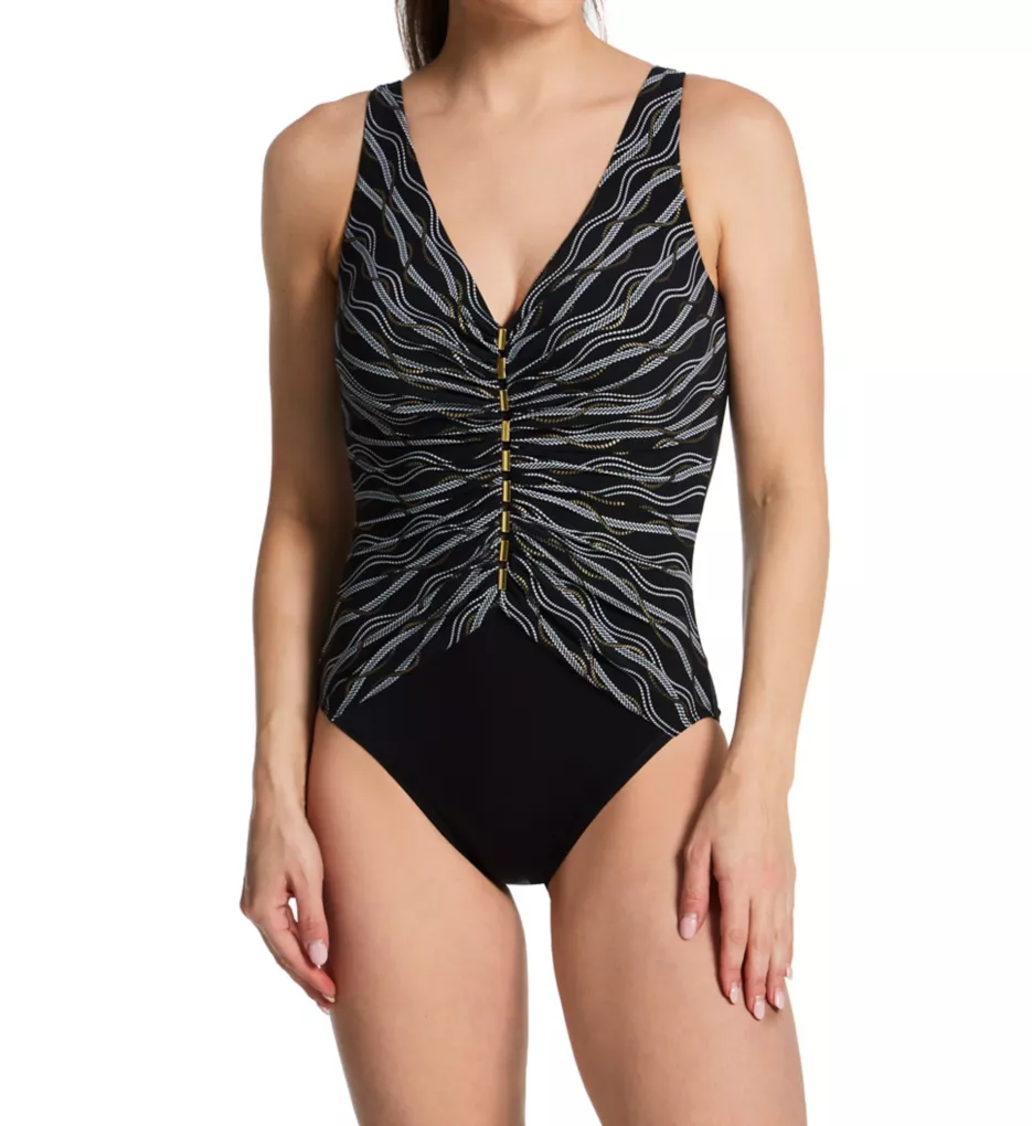 Linked In Charmer One Piece Swimsuit BLACK MULTI 12
