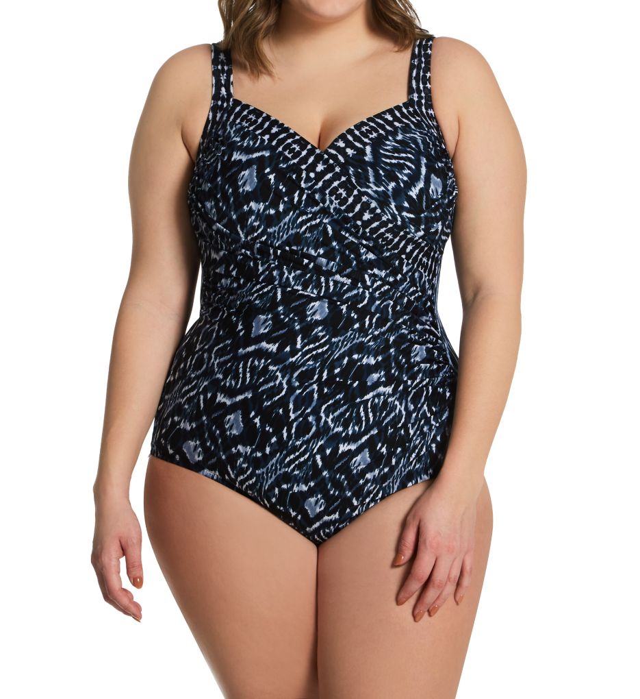 Plus Size Palatium Sanibel One Piece Swimsuit BLUE MULTI 18W by