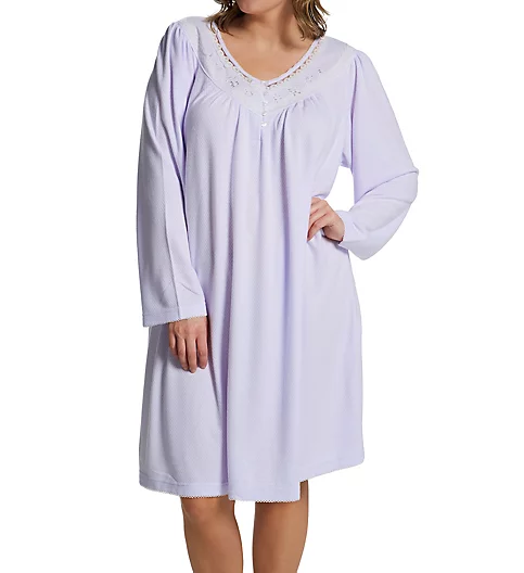 Miss Elaine Plus Size Honeycomb Lavender L/S Short Gown 217803X