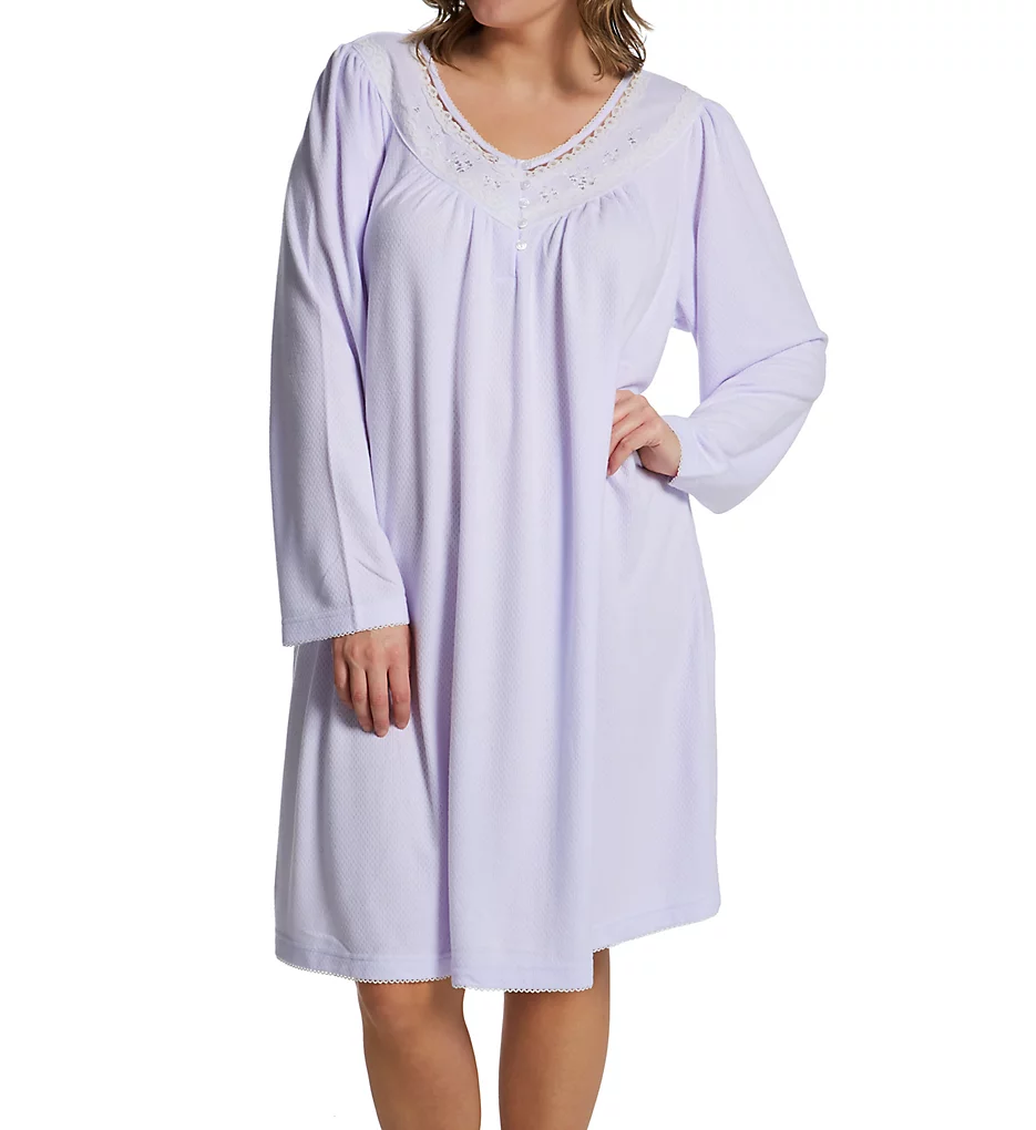 Plus Size Honeycomb Lavender L/S Short Gown