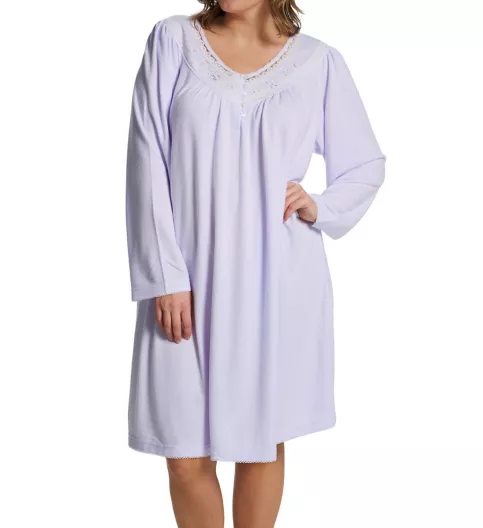 Miss Elaine Plus Size Honeycomb Lavender L/S Short Gown 217803X