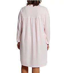 Plus Size Honeycomb Long Sleeve Short Gown Peach 1X