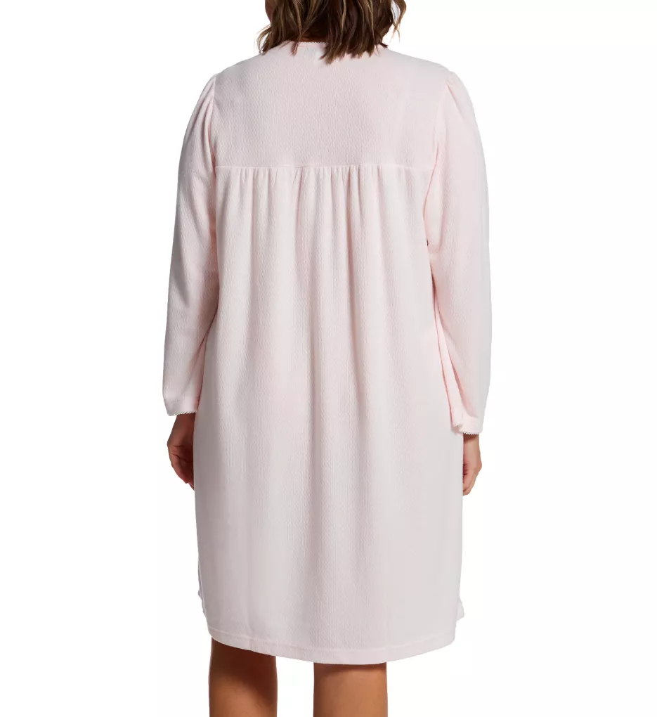 Plus Size Honeycomb Long Sleeve Short Gown Peach 1X