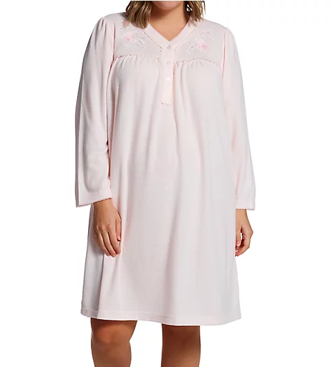 Miss Elaine Plus Size Honeycomb Long Sleeve Short Gown 246833X