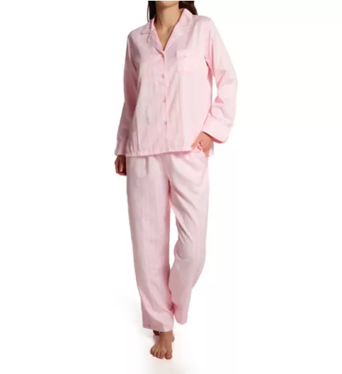 Miss Elaine Brushed Back Satin Notch Collar PJ Set 406103